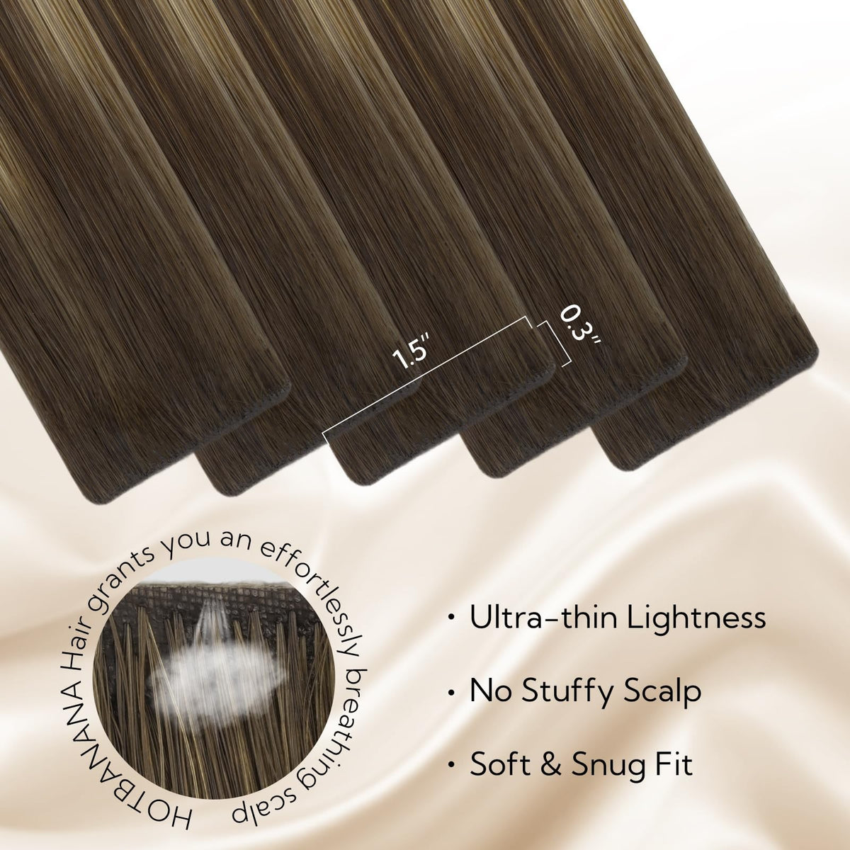 Human Hair Extensions Tape-In 16 Inch - Chocolate Brown Honey Blonde
