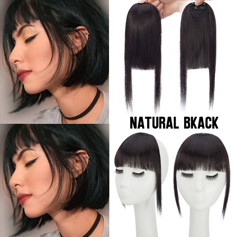 Natural Thick Clip-In Fringe Bang Hair Extensions - Human Hair Look