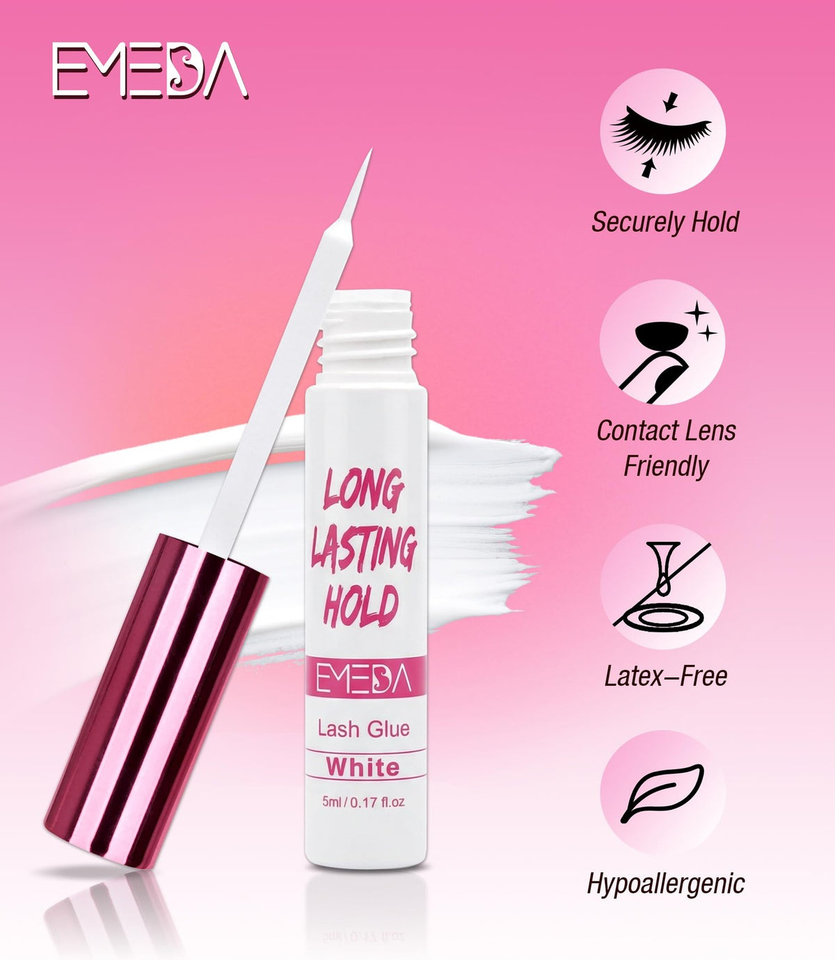 Strong Hold Waterproof Lash Glue - Hypoallergenic Eyelash Adhesive for 5 Day Wear