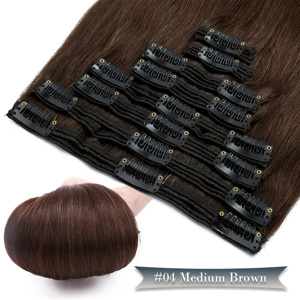 Double Weft Clip-In Human Hair Extensions Full Head - Thick & Tangle-Free