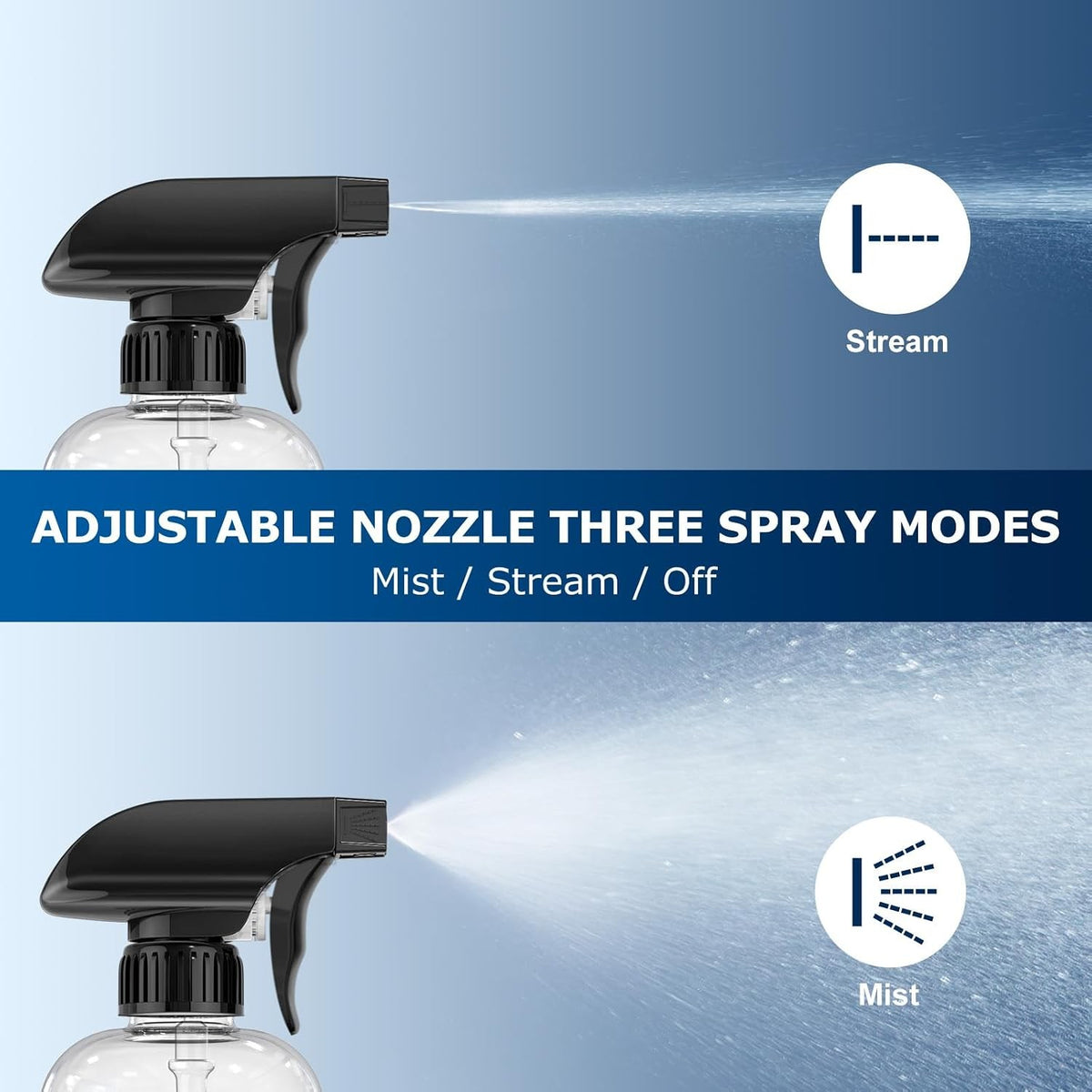 15oz Graduated Spray Bottles 4-Pack - 360° Adjustable Nozzle & Leakproof Design