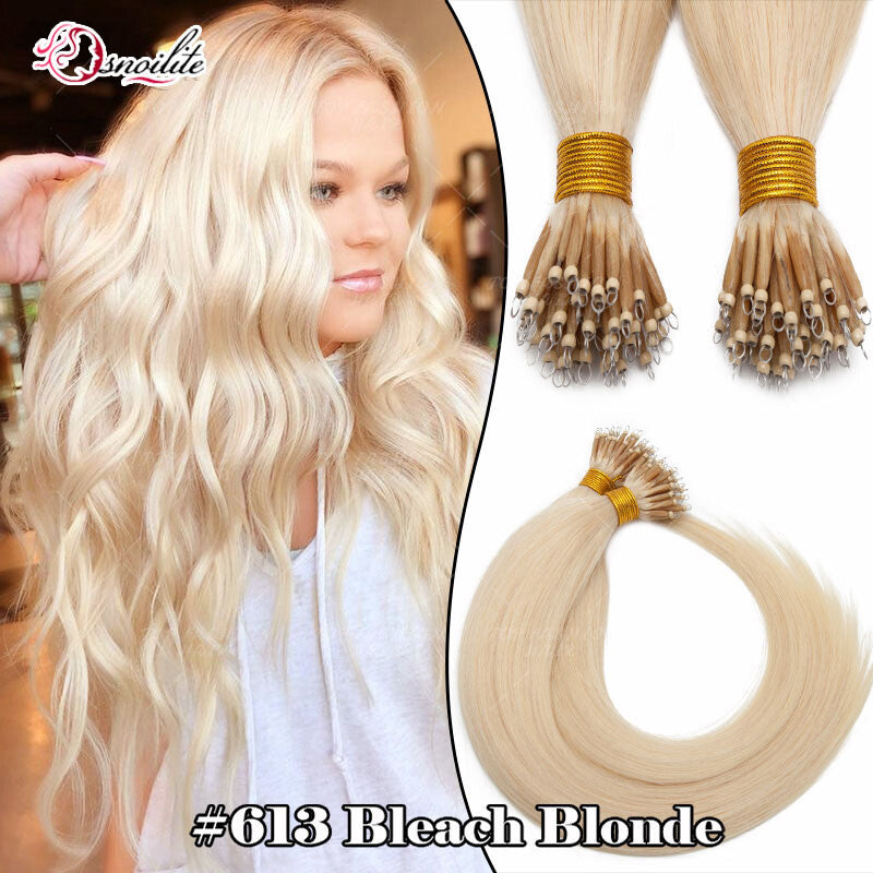 Human Remy Hair Extensions Micro Loop Nano Ring Full Head Salon Use