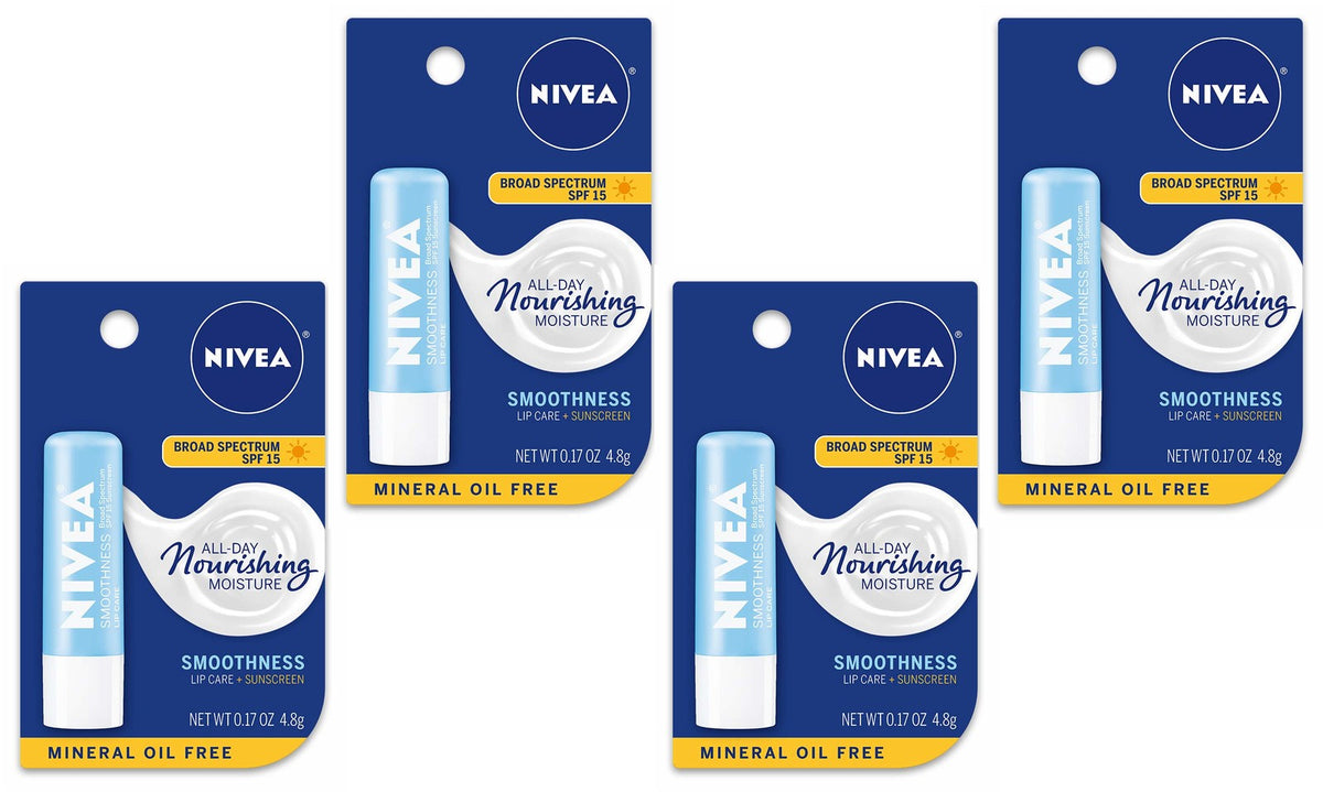 Nivea Lip Balm with SPF 15 - Moisturizing Lip Care Set 4 Pack