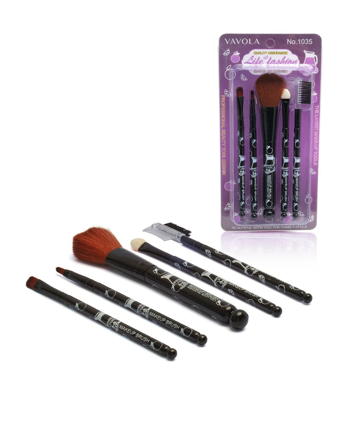 Makeup Brush Set - 5 Pcs Eye Shadow, Concealer, Blush & Eyebrow Tools