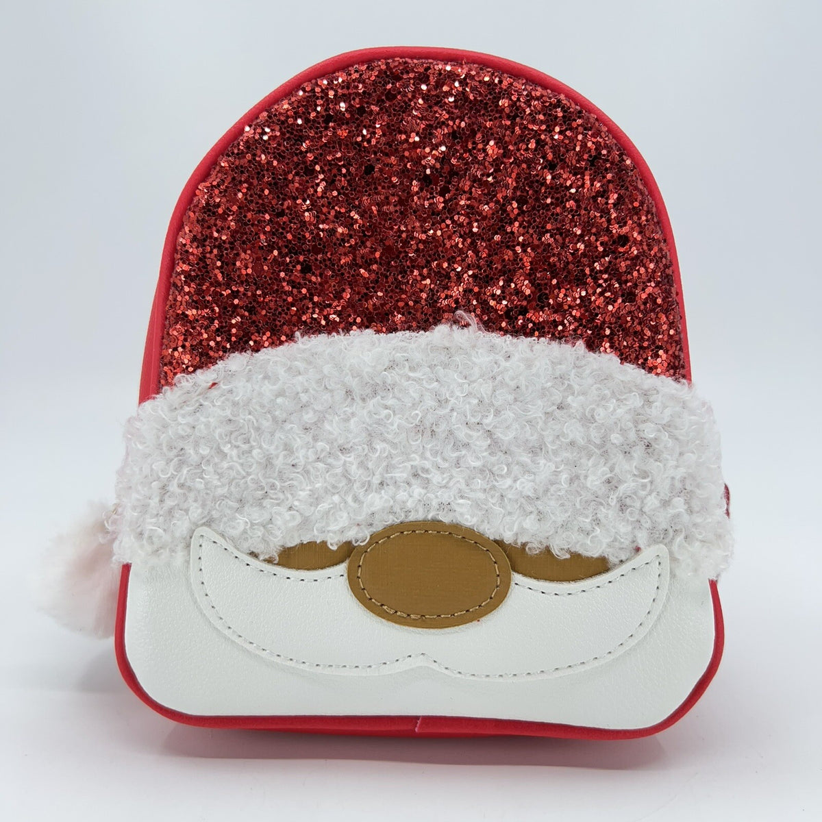 Santa Face Red Glitter Makeup Bag - Holiday Cosmetic Organizer