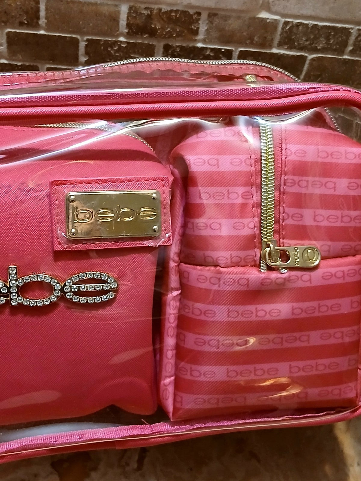 Pink Travel Makeup Bag Set with 2 Toiletry Bottles - 3 Piece Cosmetic Organizer