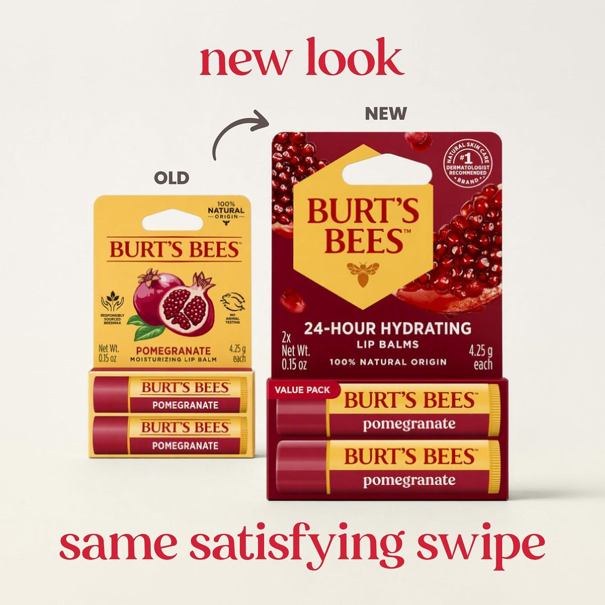 Burt's Bees Pomegranate Lip Balm Set - 2 Tubes, Natural Moisturizer