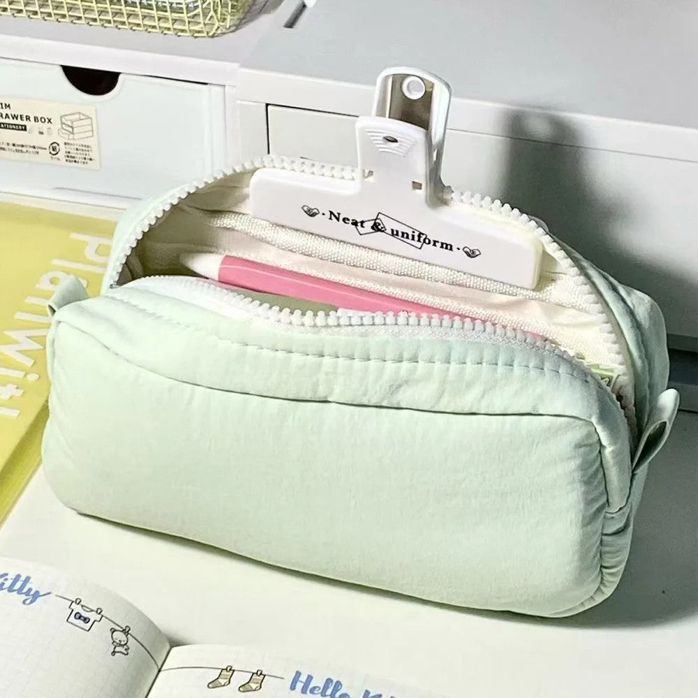 Large Capacity Stationery Pen Bag with Zipper - Durable Cloth Organizer