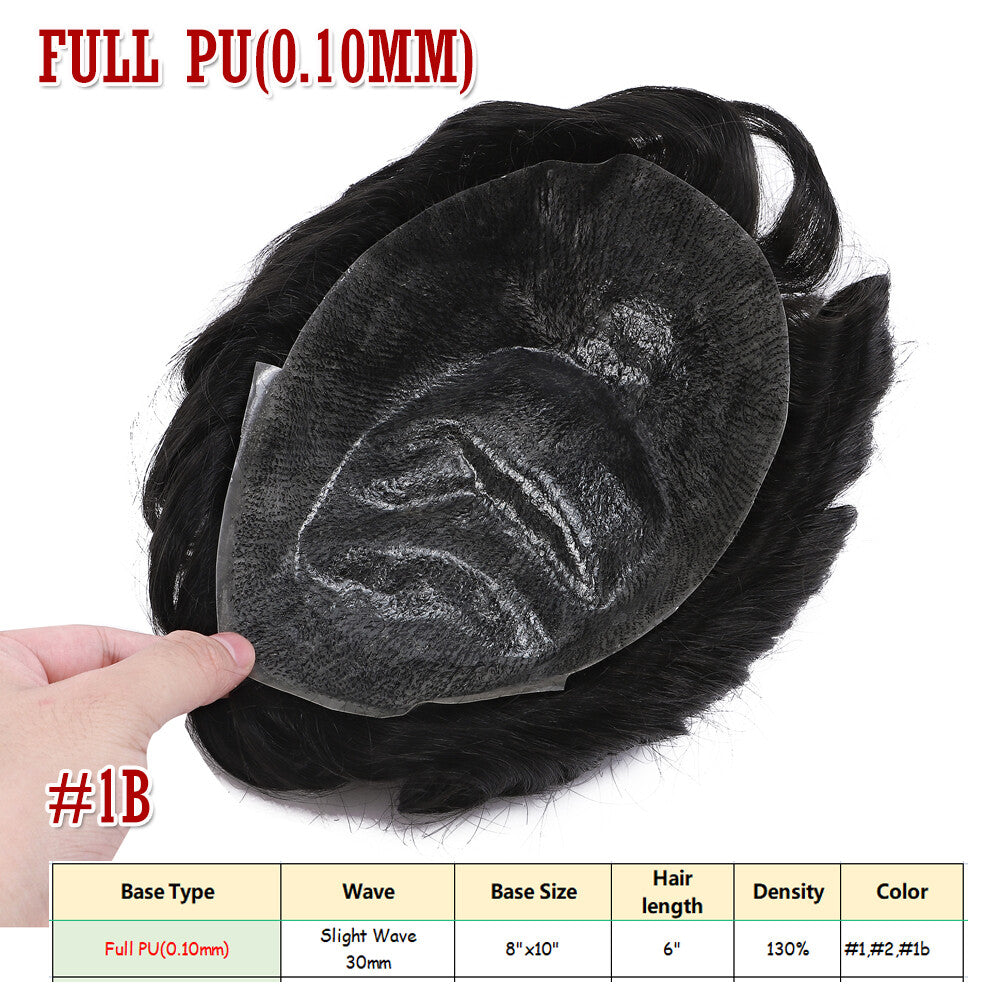 Men's Hair Replacement System Toupee Human Hair Skin V Loop - Natural-Looking Hairpiece