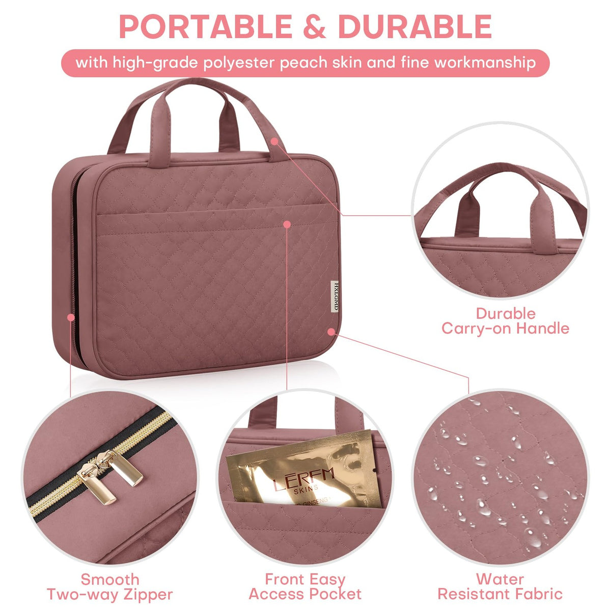 Women’s Travel Toiletry Bag with Hanging Hook Water-Resistant Makeup Organizer