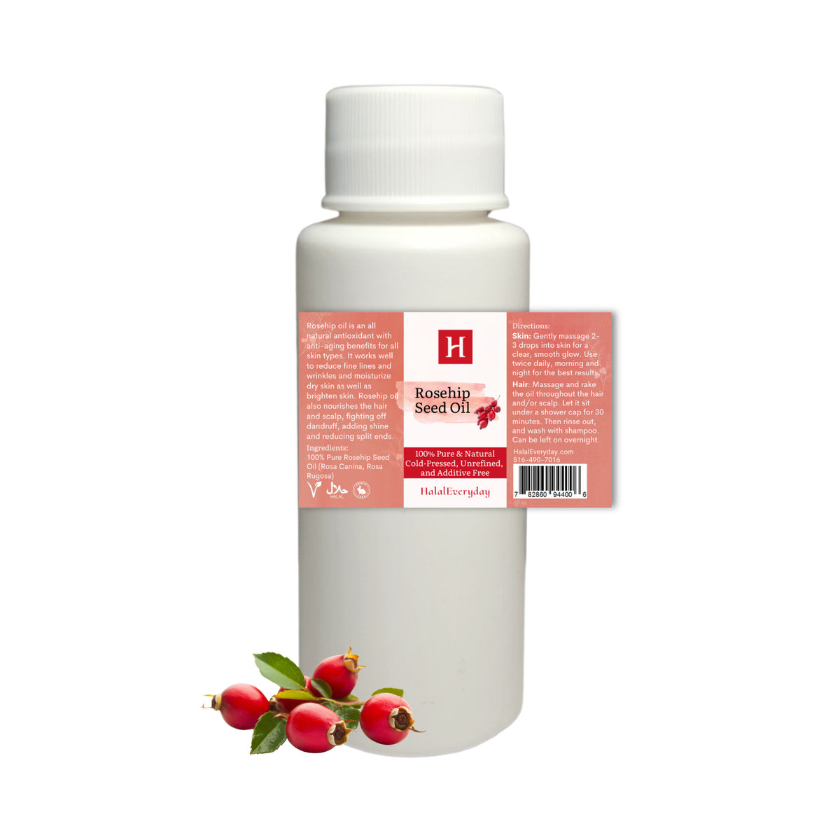 Pure Organic Rosehip Oil - Cold Pressed Unrefined Natural Skin & Hair Oil