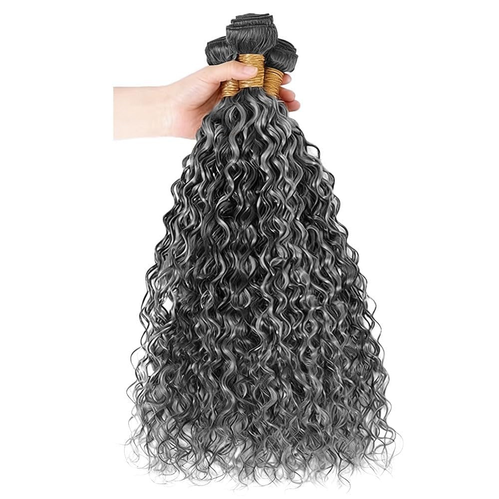 Water Wave Human Hair Bundles Grey P1BGR 22 Inch Natural Brazilian Virgin Hair