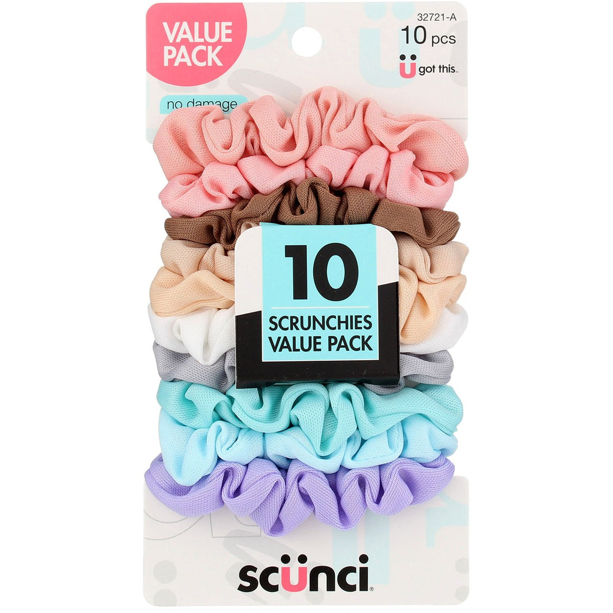 2 Pack Scunci No Damage Hair Scrunchies, Assorted, 32721-A, 10 Ct