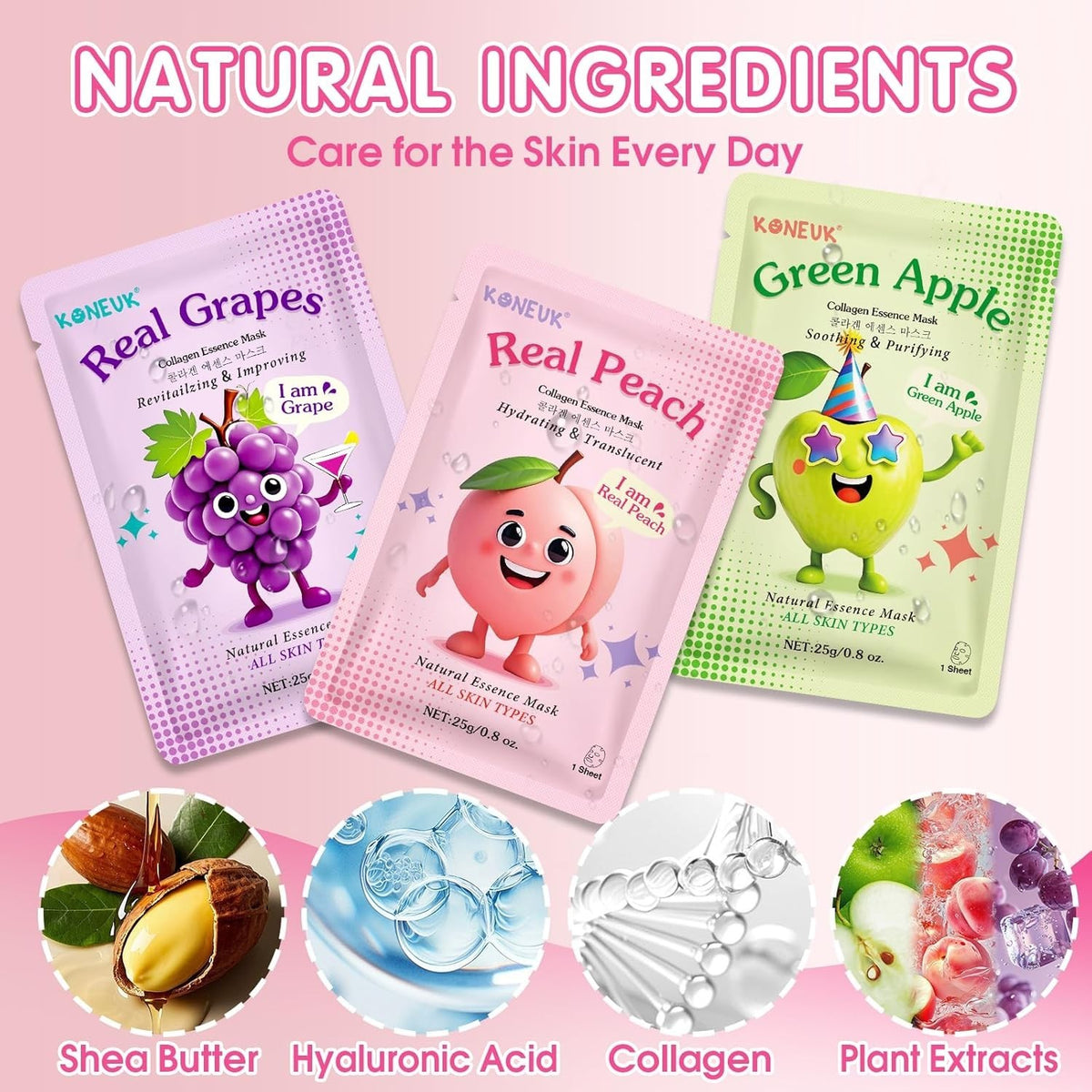Fruit Face Masks Pack - 14 Hydrating Sheet Masks for Kids