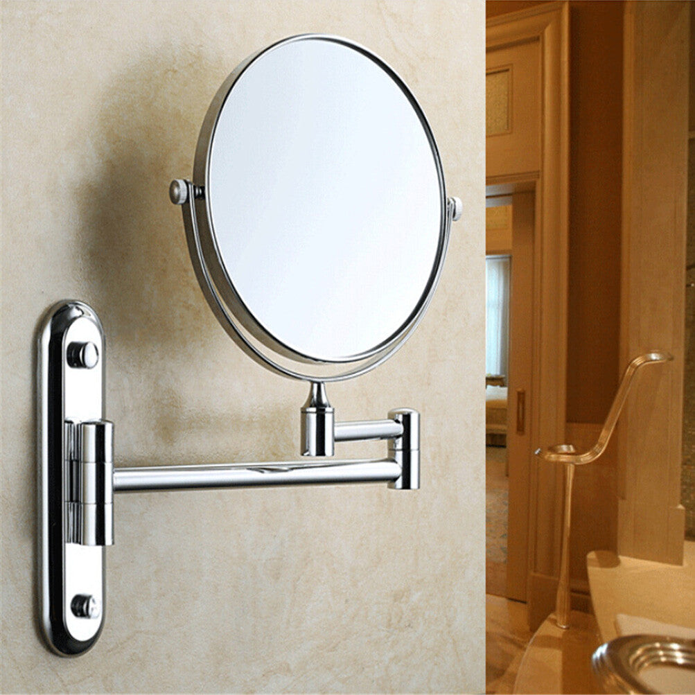 Extending 8-Inch Double-Sided Wall-Mount Makeup & Shaving Mirror with 10X Magnification