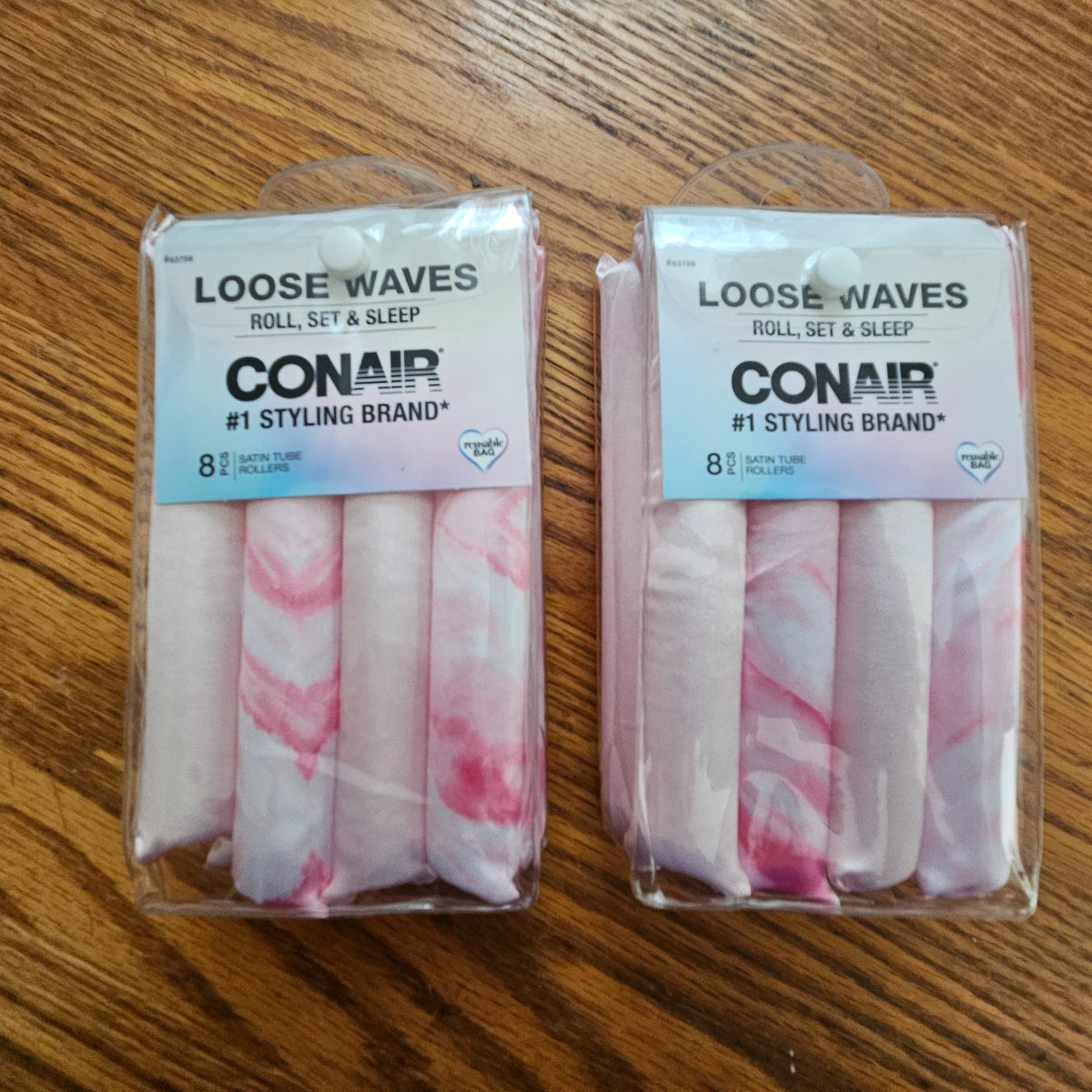 Loose Waves Satin Curlers 2 Pack of 8 - Heat-Free Sleep Rollers for Natural Waves