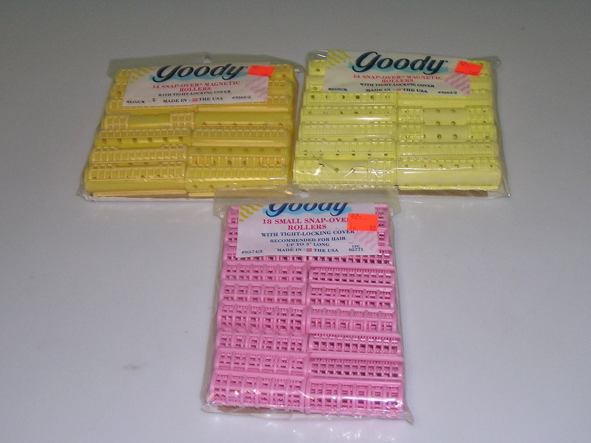 Vintage 1989 Goody Snap-Over Magnetic Hair Rollers - New Old Stock
