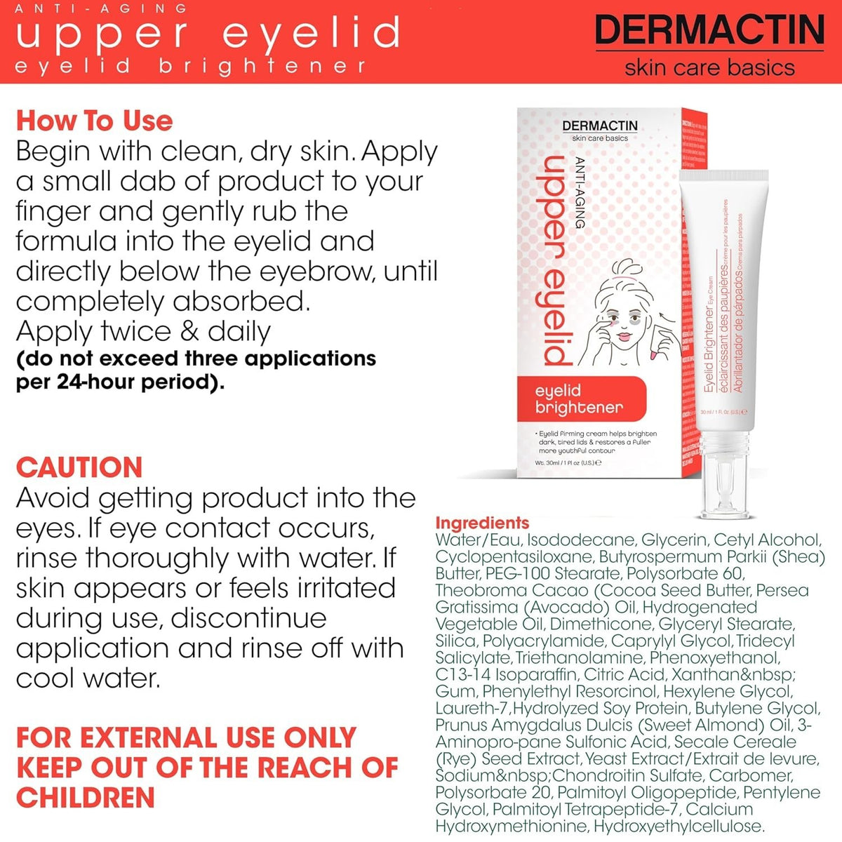 Eyelid Firming Cream for Sagging Skin - 1 oz. Eye Lift & Anti-Aging