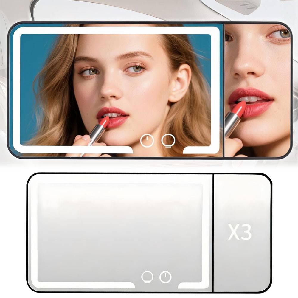 Car Sun Visor Makeup Mirror with LED Lights 3X Magnification & 3 Light Modes
