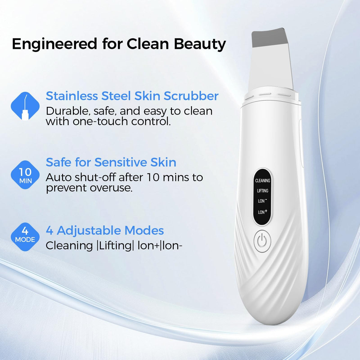 Blackhead Remover Face Scrubber with 4 Modes - Rechargeable Skin Pore Cleaner