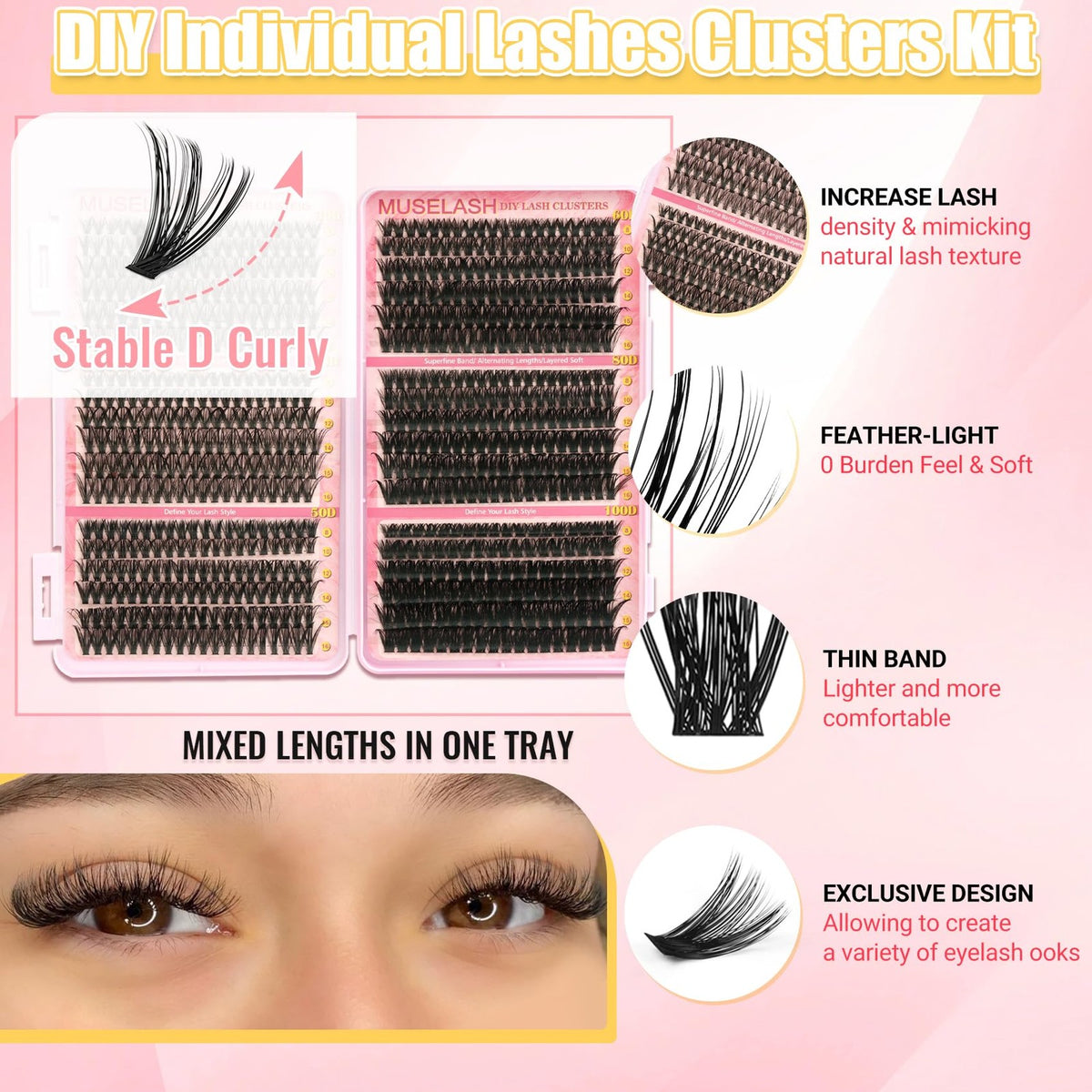 Wispy Lash Clusters Kit 708 Pcs Black - DIY Eyelash Extensions Pack