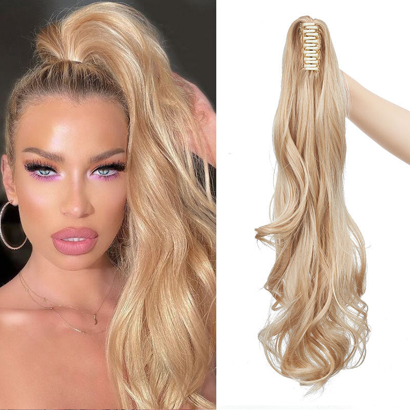 26-Inch Real Human Hair Ponytail Extension with Claw Clip - Thick Hairpiece