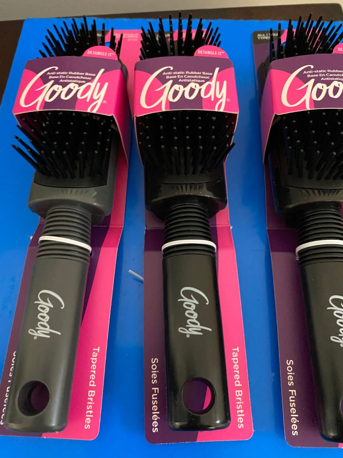 Mini Styling Rubber Base Hair Brush Set - Tapered Bristles for All Hair Types