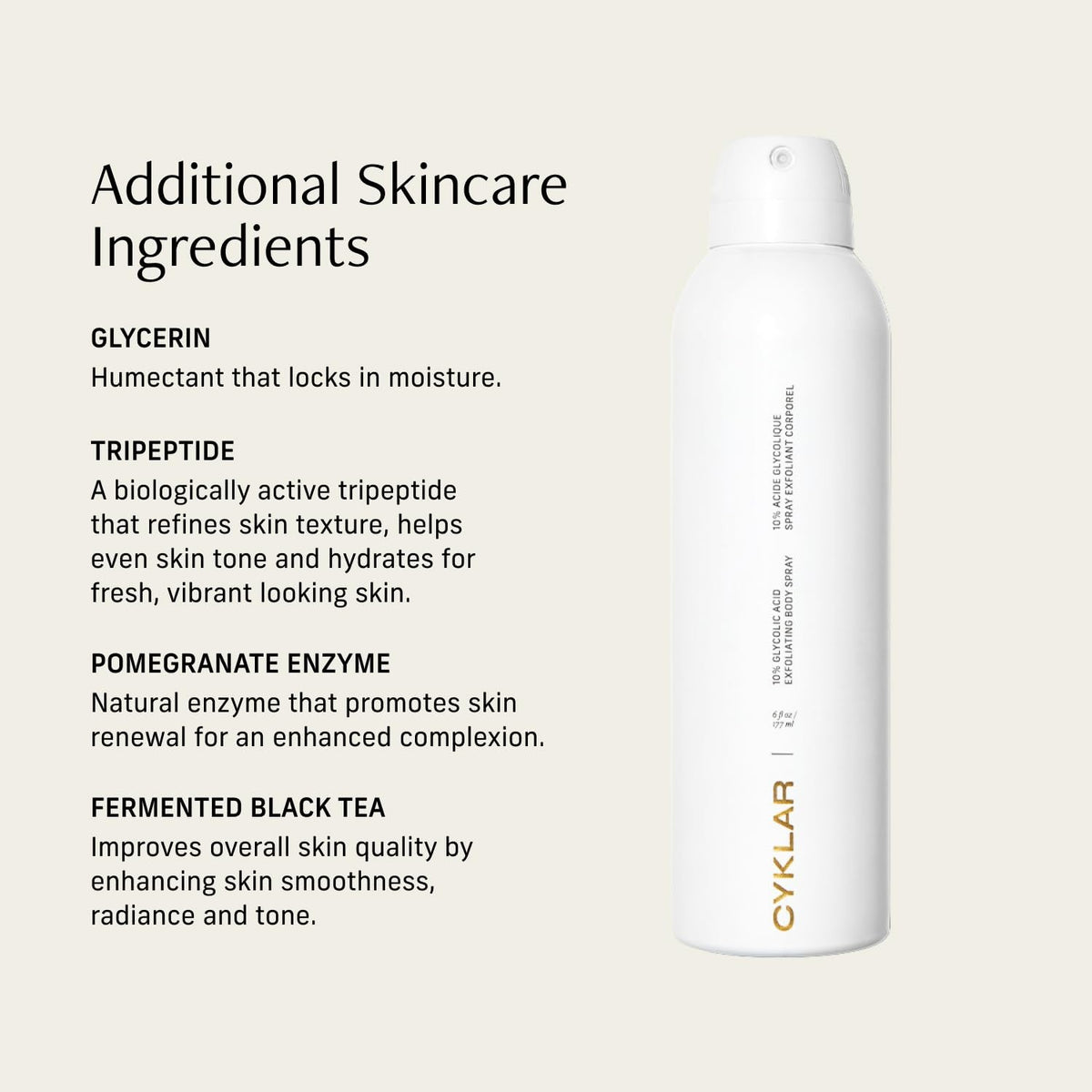 Glycolic Acid Body Spray - 10% AHA Exfoliating Toner for Smooth Skin 6 Fl Oz