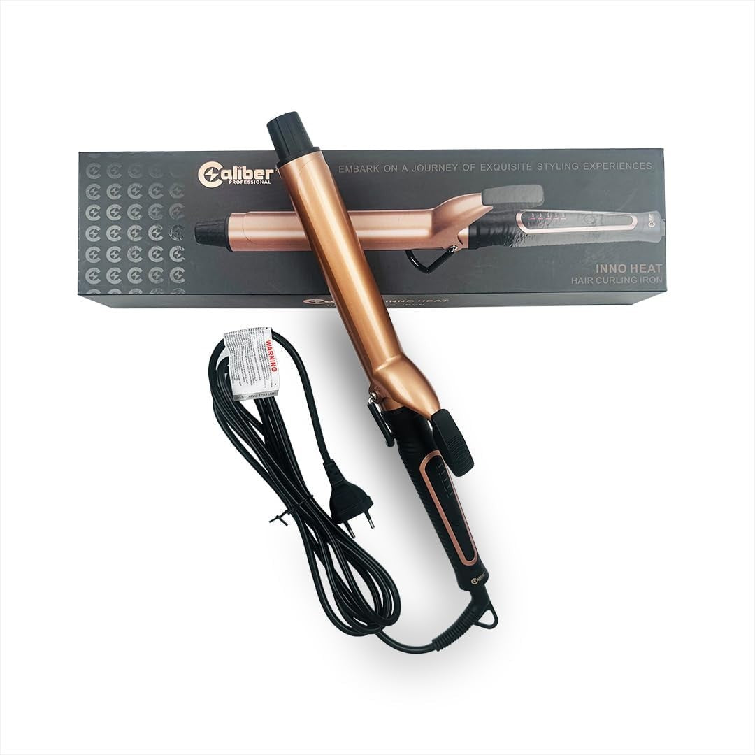 Caliber Professional Inno Heat Curling Iron 1 Inch Adjustable Temp LED Display Rose Gold