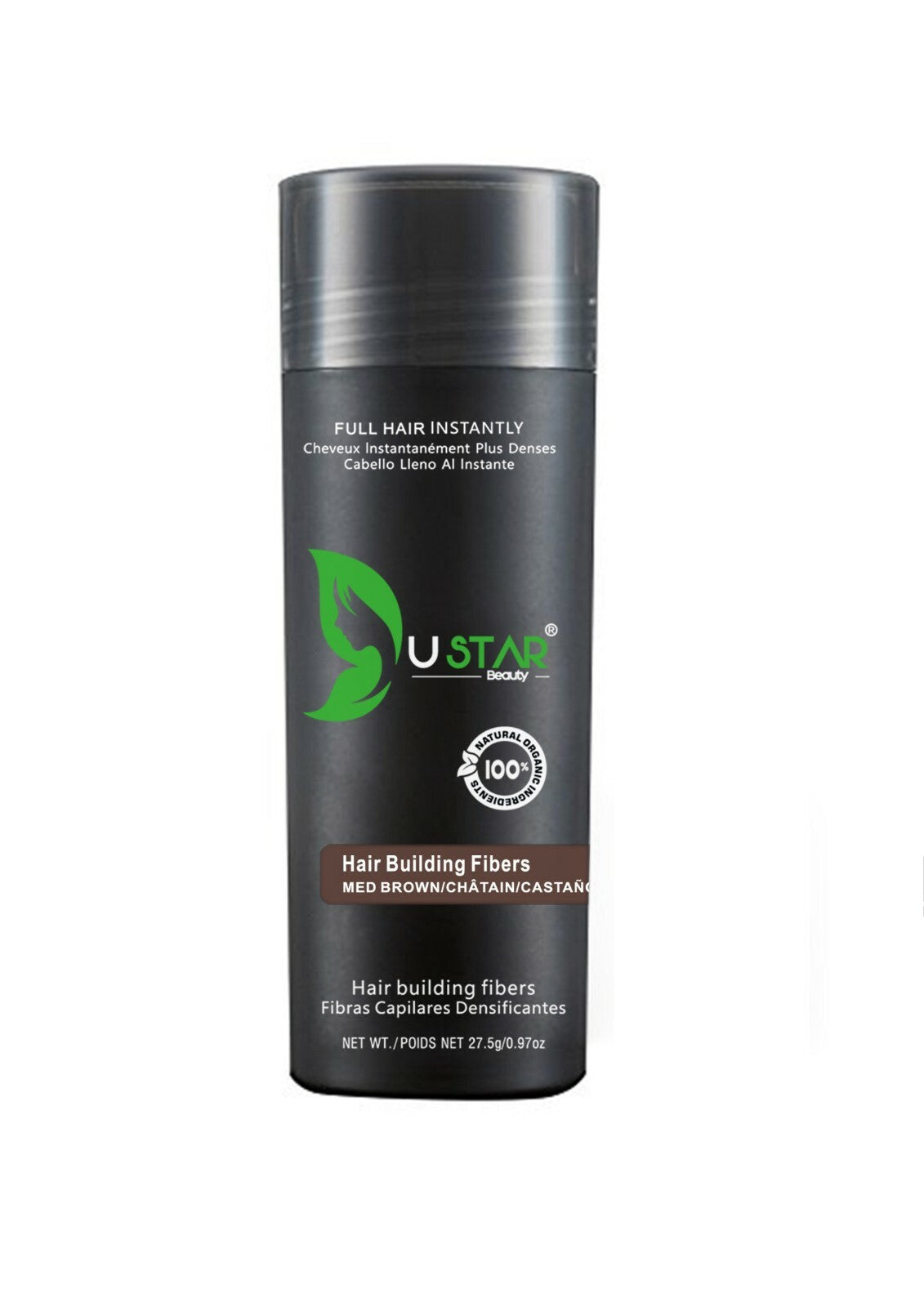 Hair Building Fibers 27.5g Medium Brown with Spray