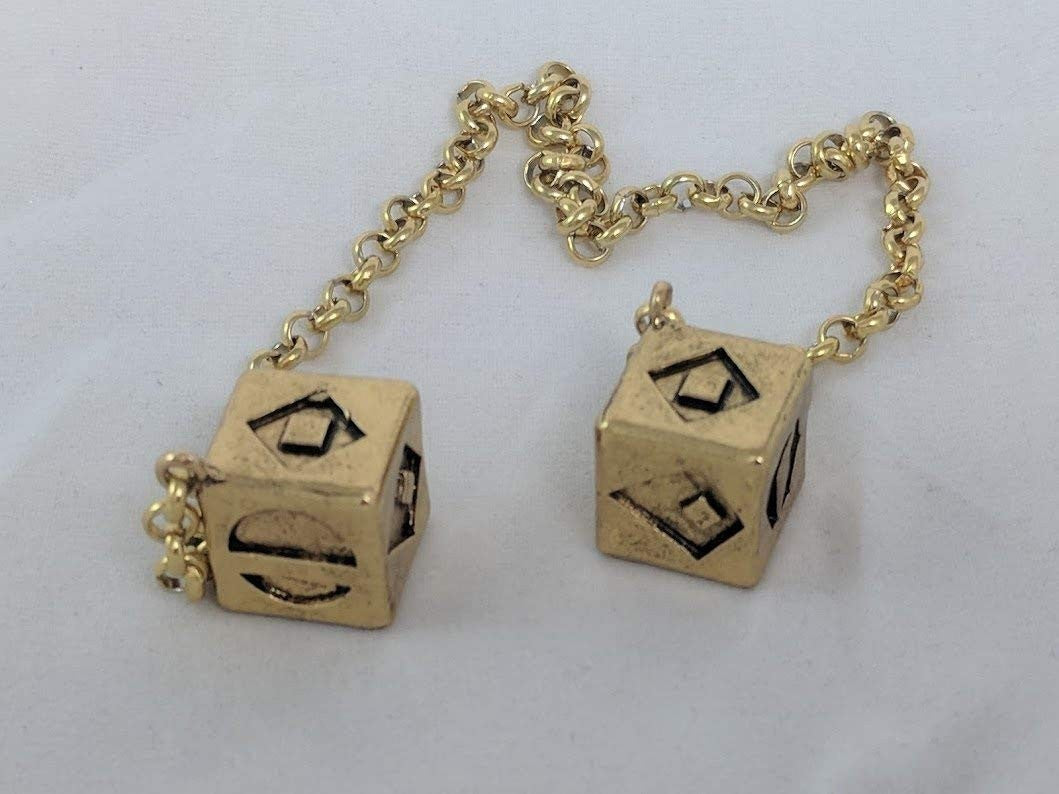 Antique Gold Weathered 3D Dice Jewelry Box – 10.5 Inch Long, Cubed Design