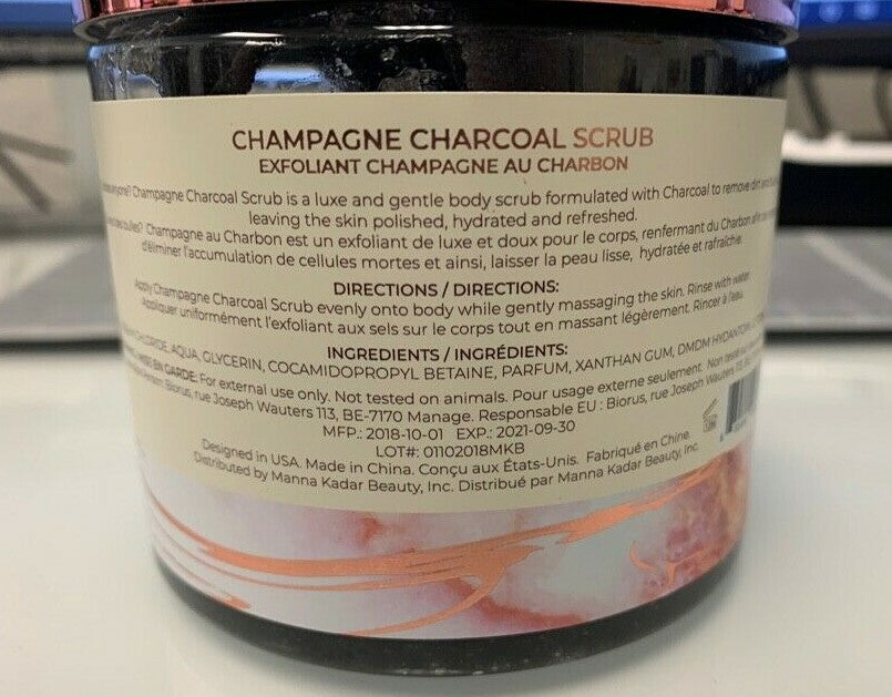 Manna Kadar Relax Champagne Charcoal Scrub Sea Mineral Exfoliant