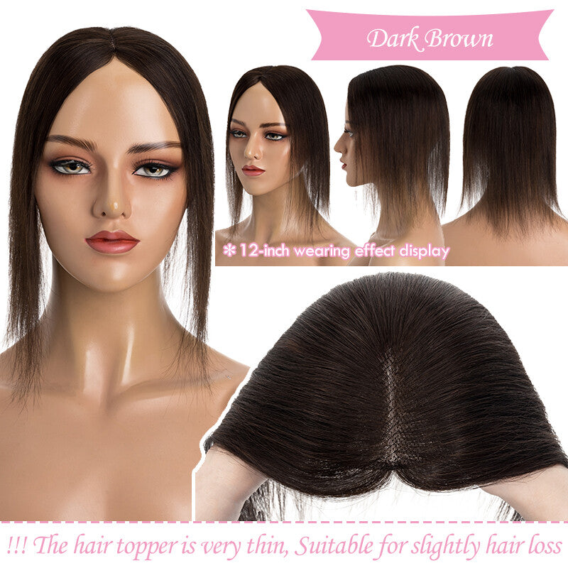 Remy Human Hair Topper Clip-In Lace Base Hairpiece for Women - Multiple Variants
