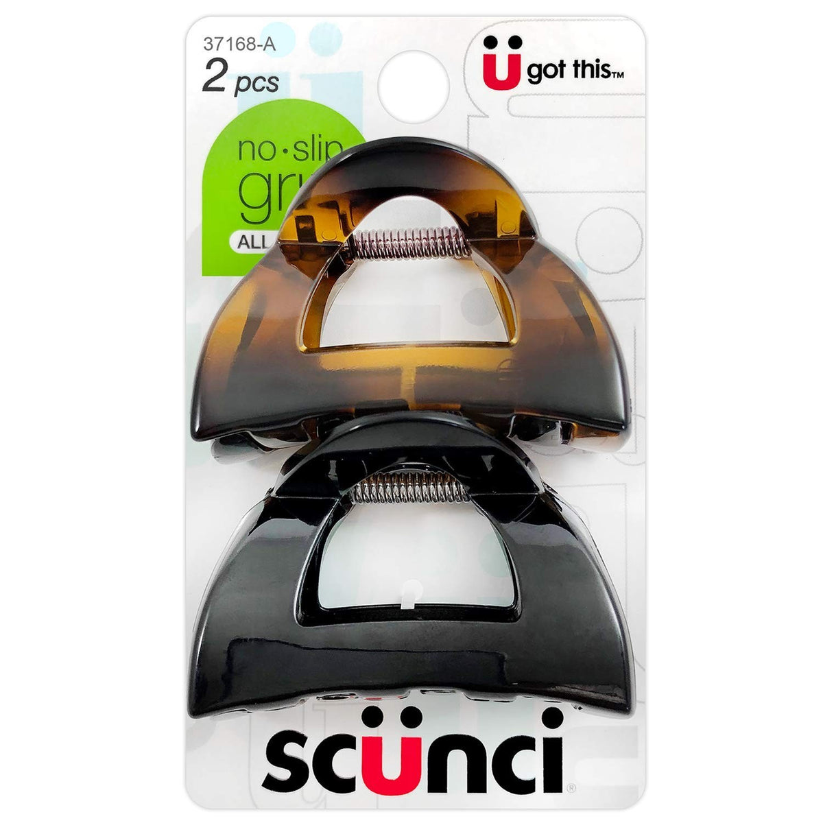 Scunci No-Slip Grip 5.5 cm Jaw Clips, women 2 Count (Pack of 1), Black