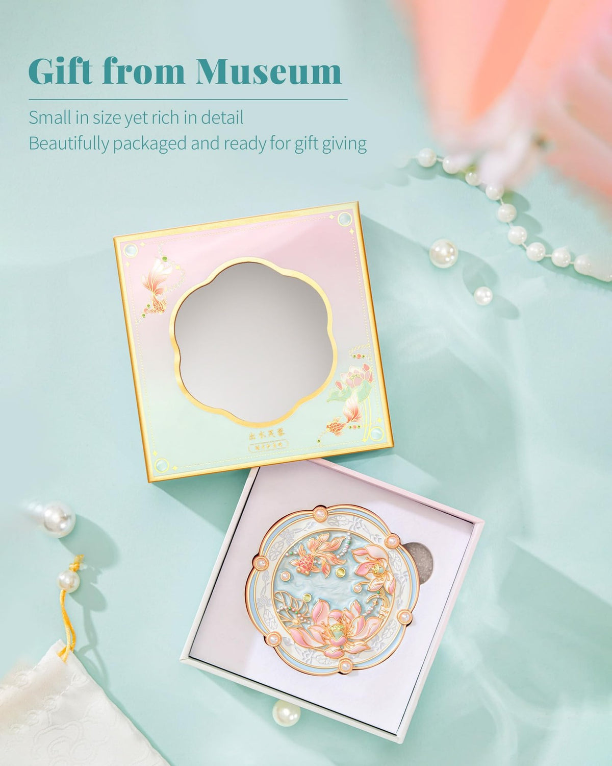 Mini Folding 2X Magnifying Makeup Mirror - Compact Pocket Travel Blue