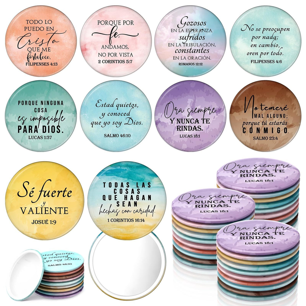 40 Pack Christian Compact Mirrors with Bible Verses - Inspirational Pocket Makeup Mirrors for Women