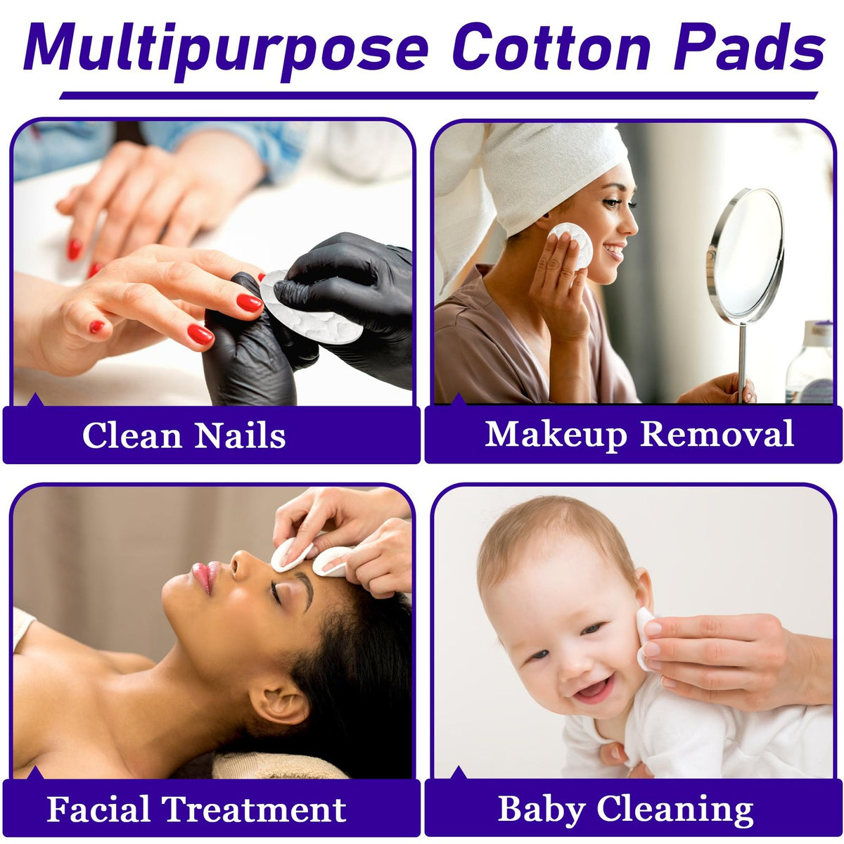 Premium Cotton Face Pads - 300 Count, Hypoallergenic, Multi-Layer Makeup Remover