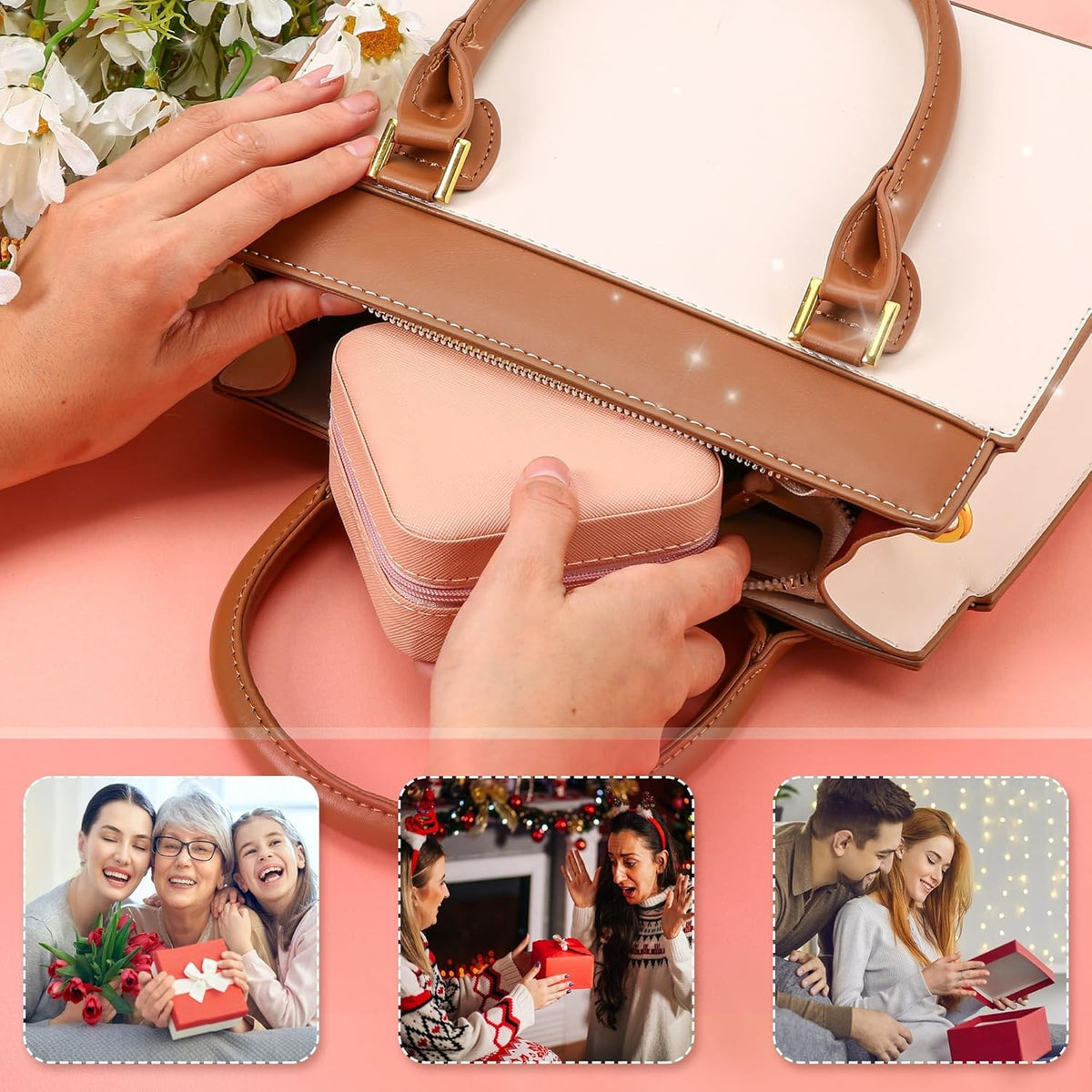 Travel Jewelry Organizer with Mirror, Small Jewelry Box for Women