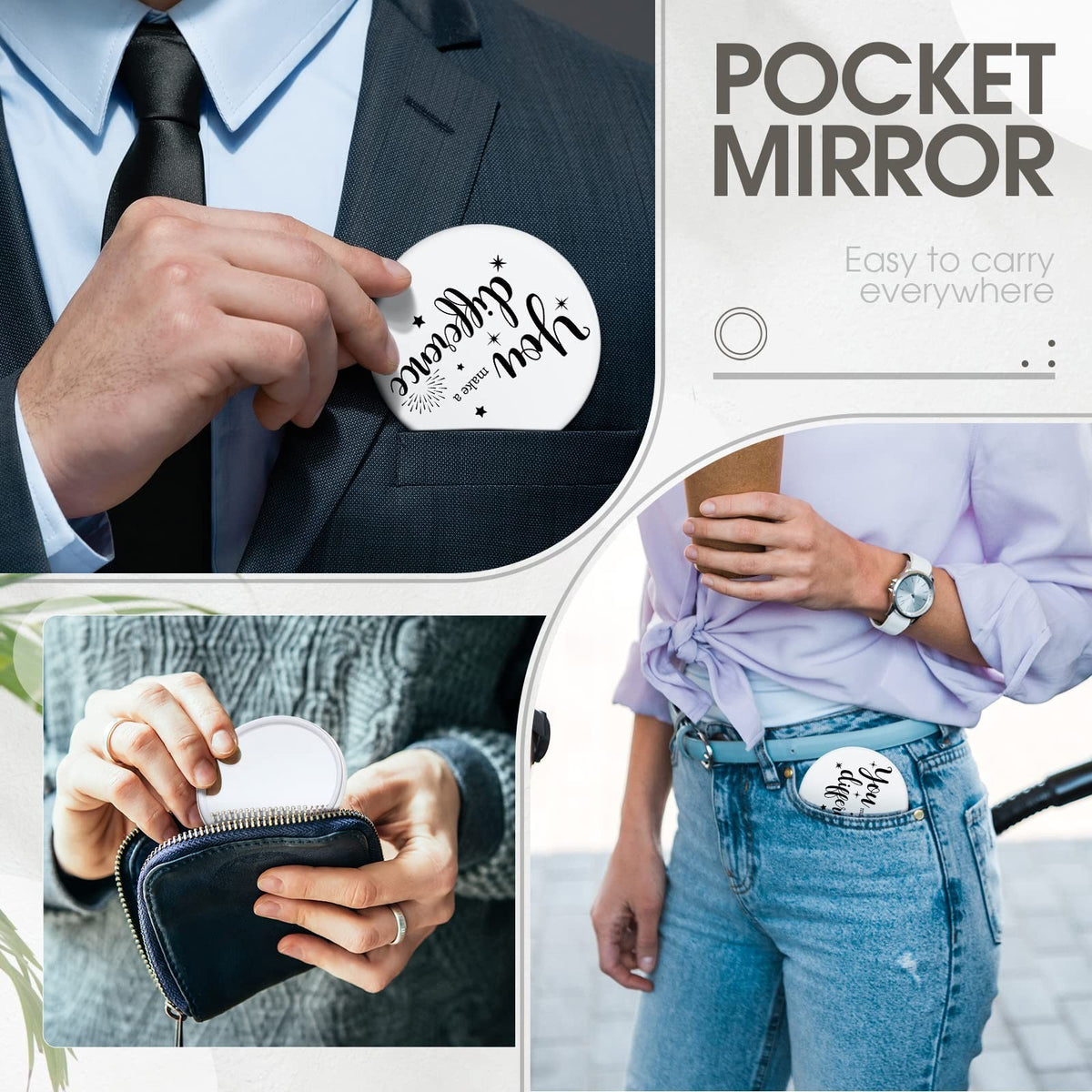 Inspirational Compact Mirror Set 24 Pcs Gift Bulk for Women – You Make a Difference