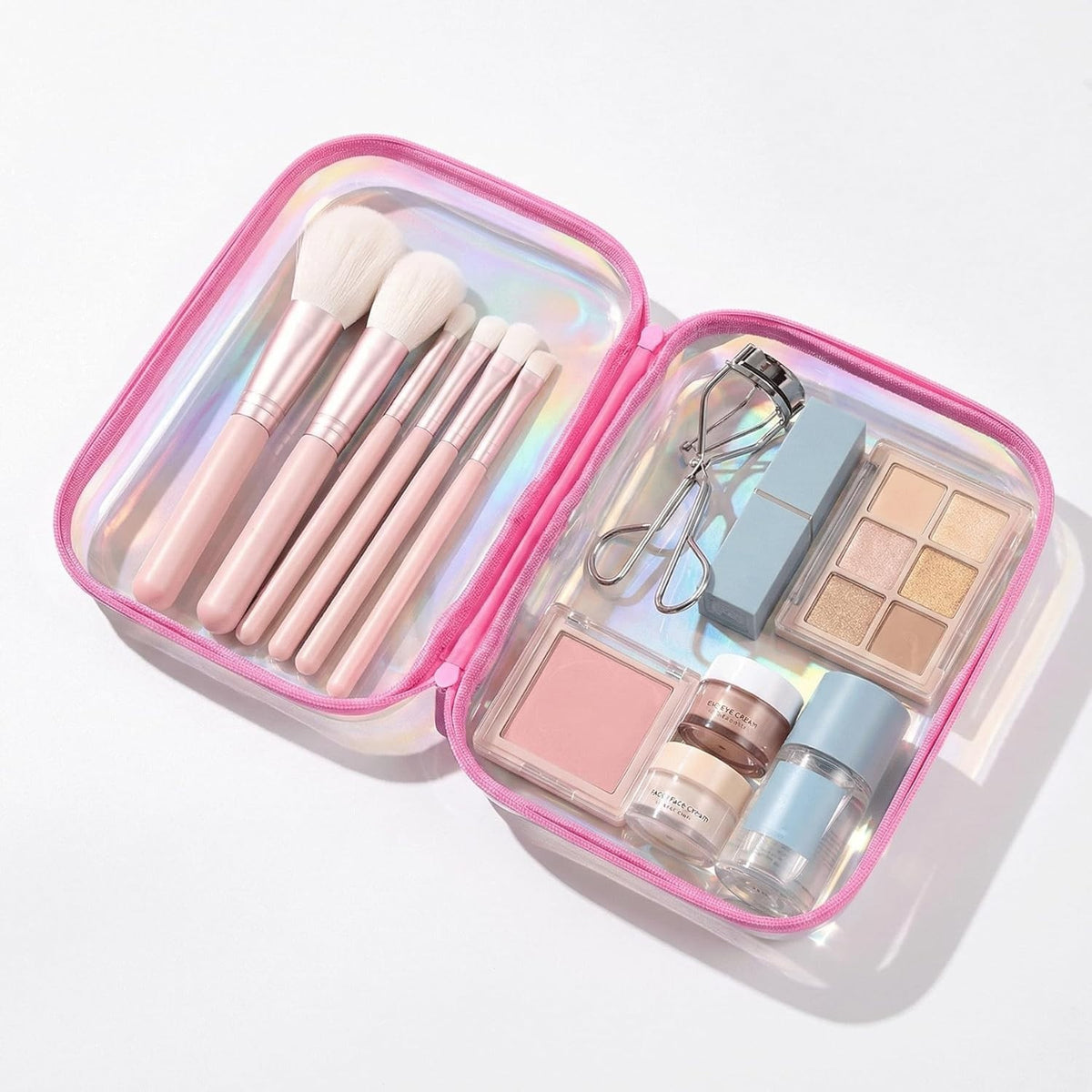 Iridescent Clear Travel Organizer Set - Waterproof Makeup & Toiletry Bags
