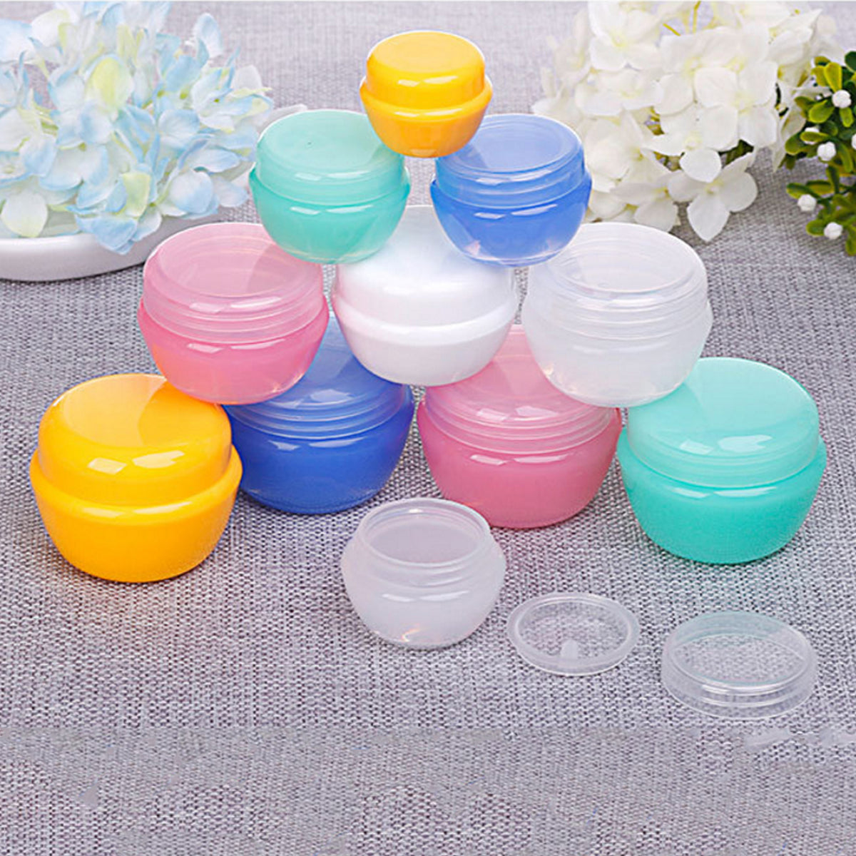 18 Colorful 20g Cosmetic Jar Containers with Lids - Travel Makeup Storage