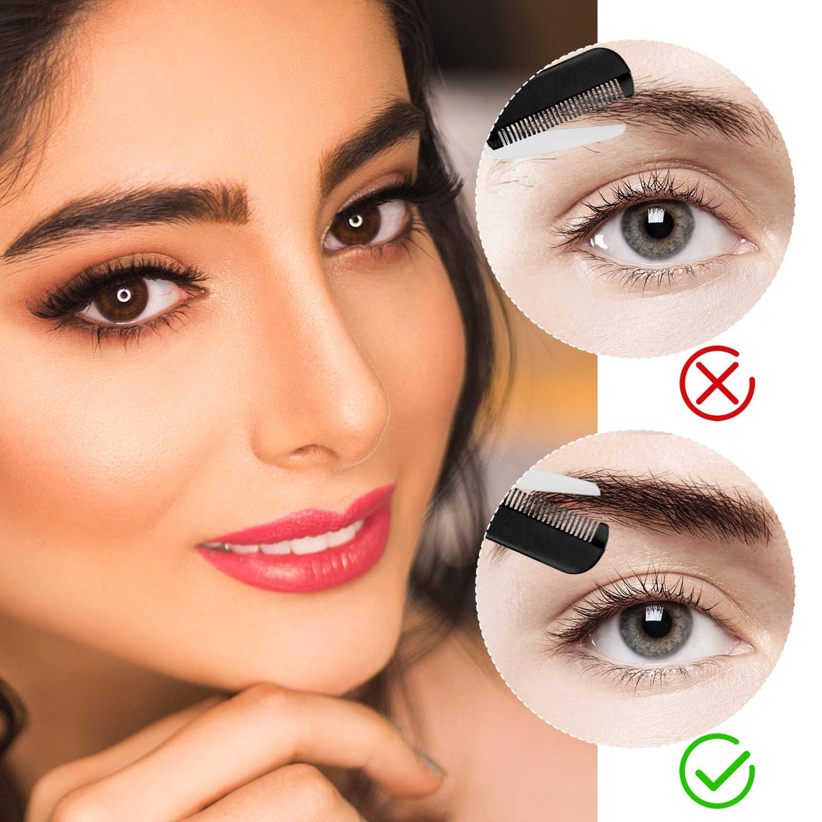 Eyebrow Scissors with Comb Stainless Steel 3-Pack, Professional Grooming Kit