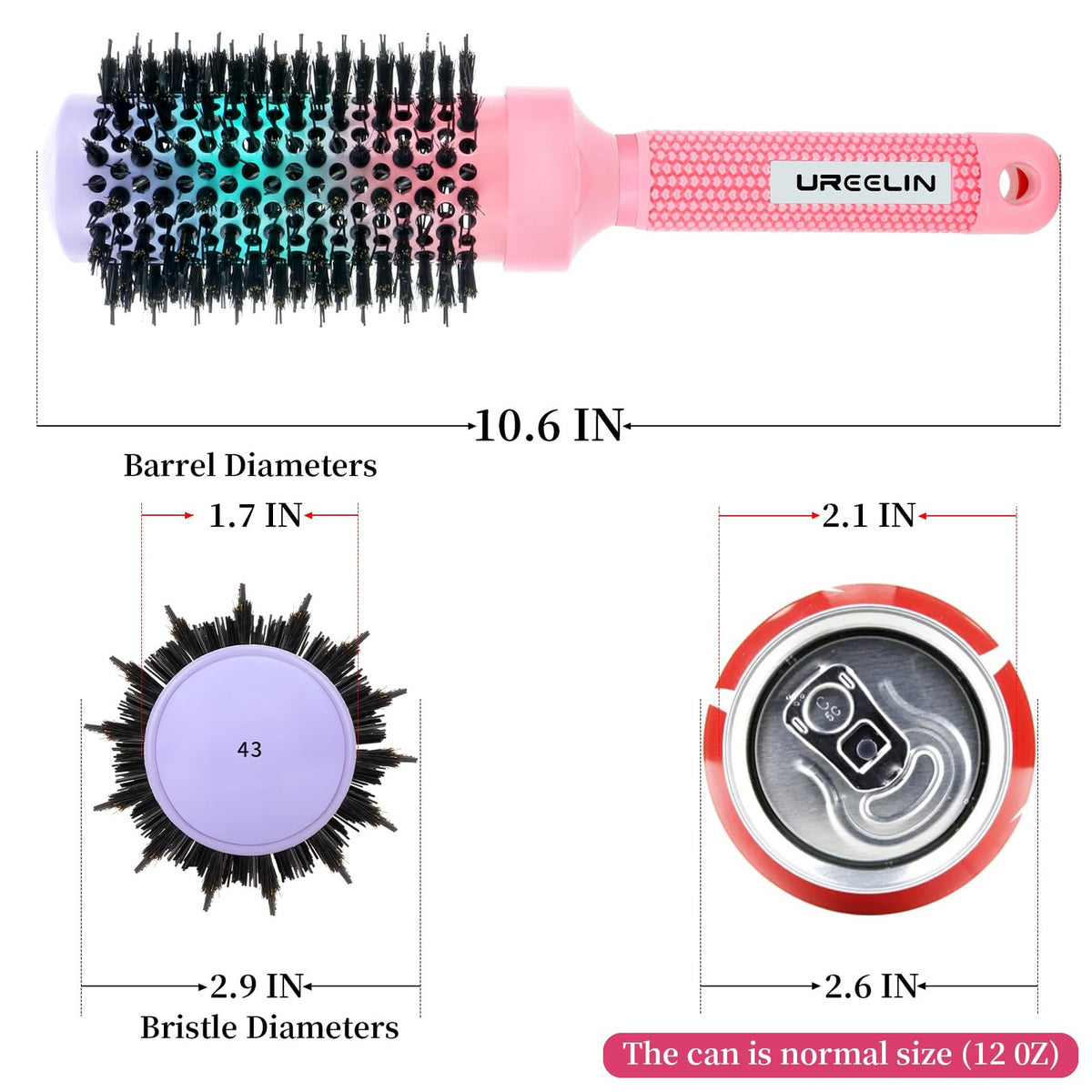 Round Hair Brush 43mm 1.7 Inch Ionic Ceramic Blowout Styling Tool