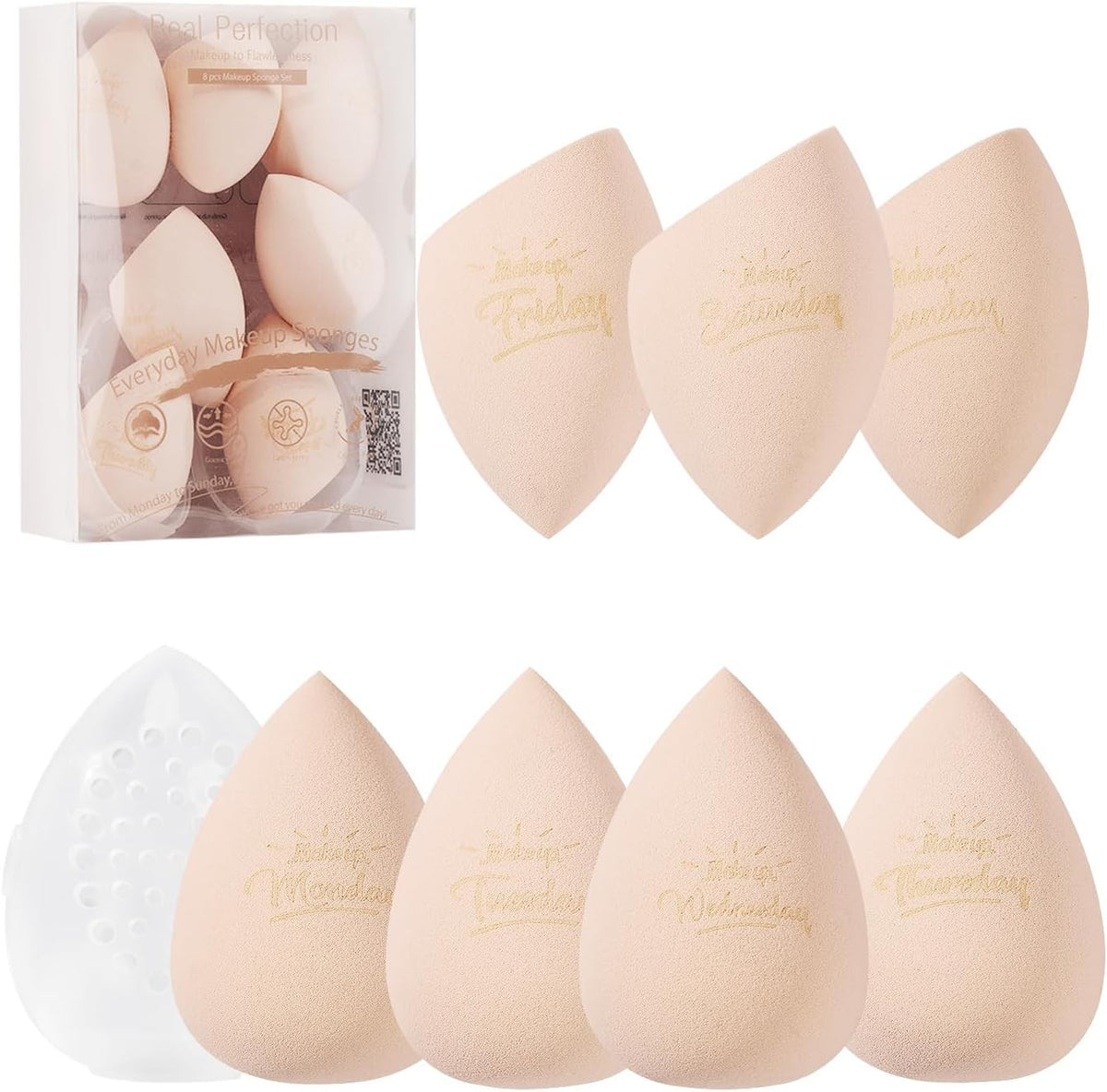 Makeup Sponge Set 7 Pcs Latex Beauty Blenders with Travel Case