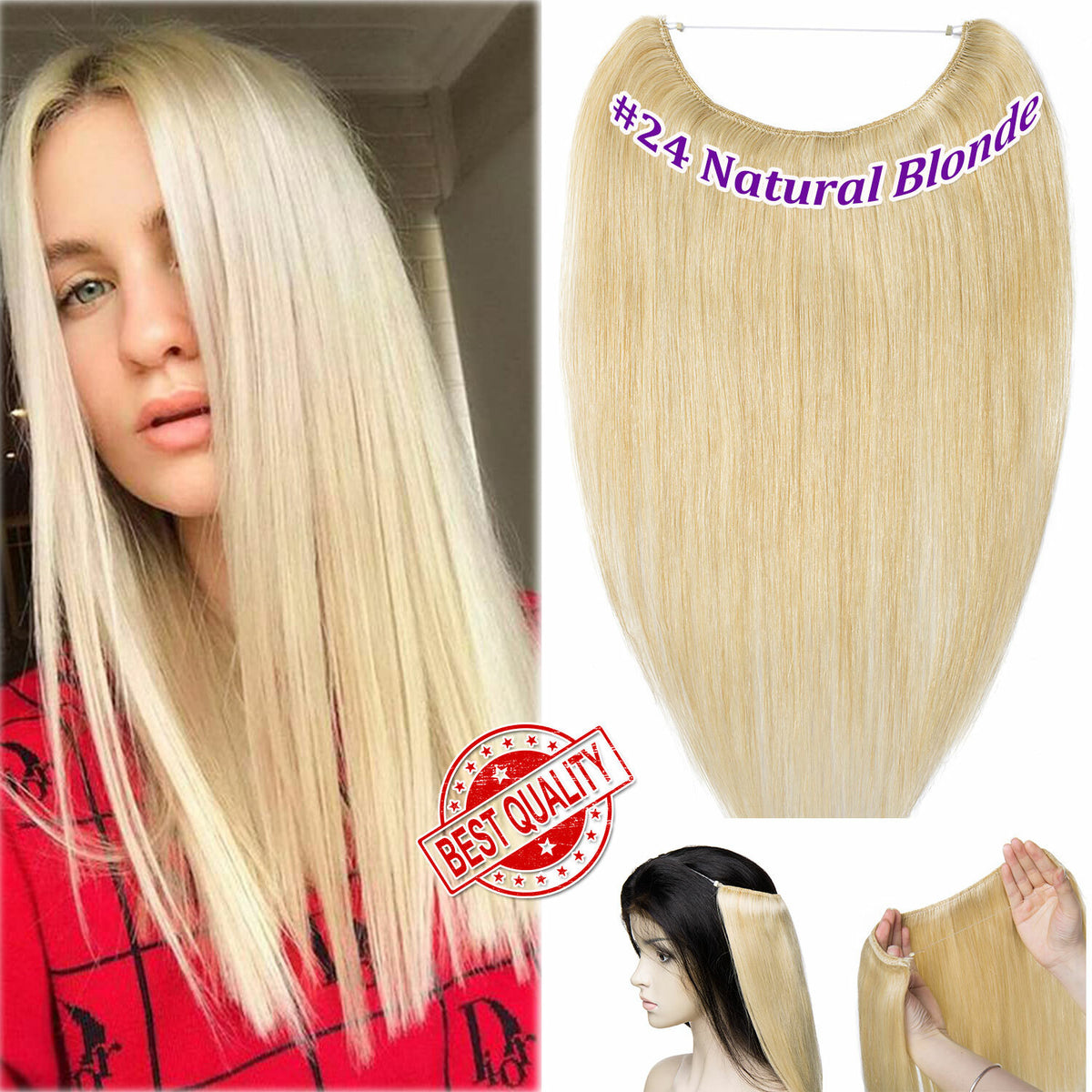 Invisible Wire Clip-In Human Hair Extensions - Thick & Natural Look