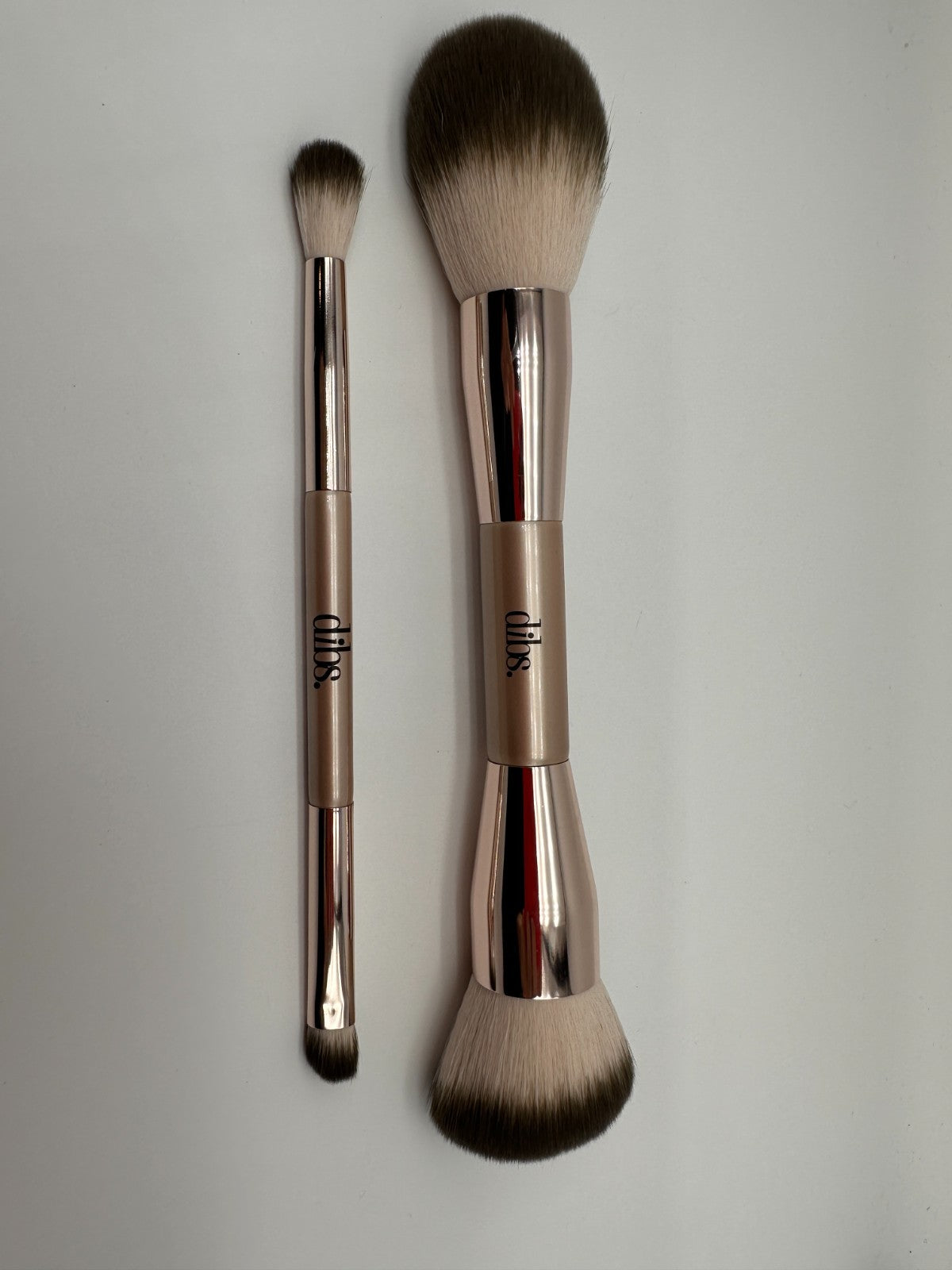 Double-Ended Face and Eye Makeup Brush Set - Professional 2-Piece Bundle