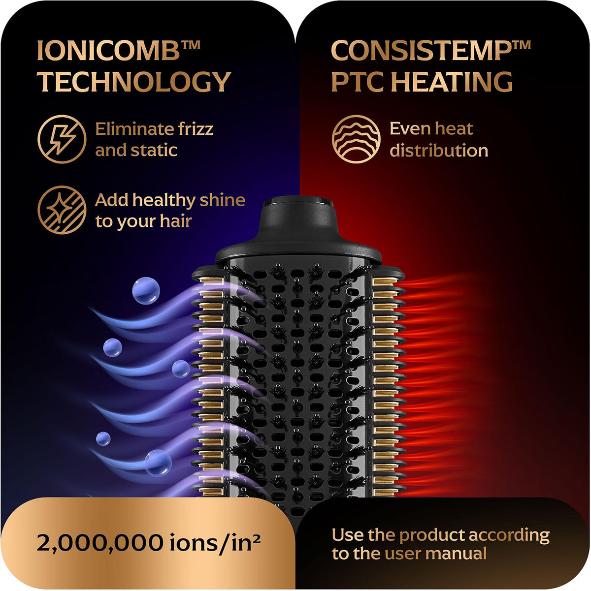 4-in-1 Dual Voltage Ionic Hair Styling Brush - Blow Dryer, Straightener, Curling Wand