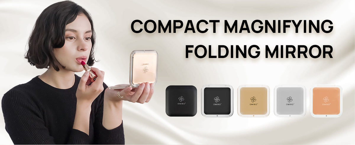 Folding Compact Mirror with 1X/15X Magnification - Travel Square Hand Mirror