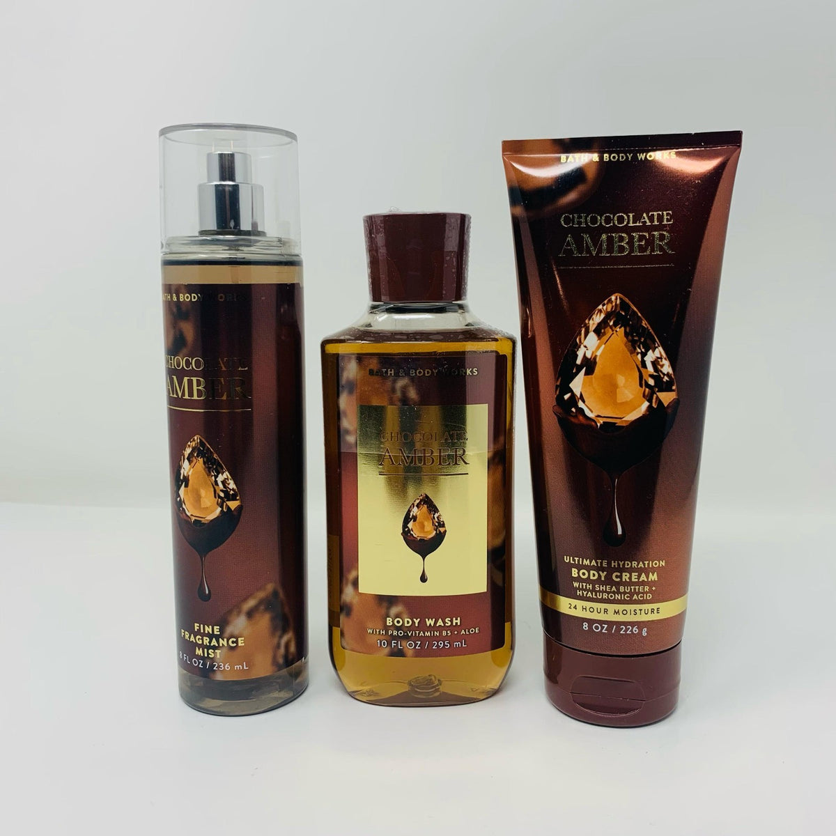 Bath and Body Works Chocolate Amber Mist, Wash & Cream Set_ NEW