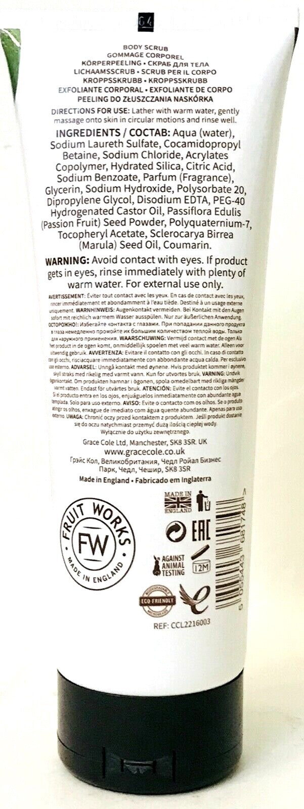 3 Ct Fruit Works Coconut & Lime Marula Oil Vitamin E Body Scrub 7.61